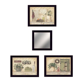 "Garden Bath Collection " 4-Piece Vignette by Pam Britton, Ready to Hang Framed Print, Black Frame B06788198
