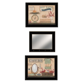 "Country Bath III Collection" 3-Piece Vignette by Pam Britton, Ready to Hang Framed Print, Black Frame B06788202