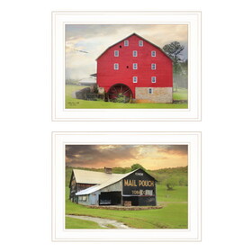 "Mail Pouch Barn and Mill Collection" 2-Piece Vignette by Lori Deiter, Ready to Hang Framed Print, White Frame B06788203