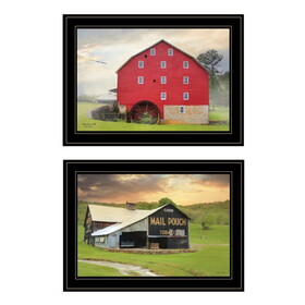 "Mail Pouch Barn and Mill Collection" 2-Piece Vignette by Lori Deiter, Ready to Hang Framed Print, Black Frame B06788204