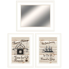 "Friendship Journey" 3-Piece Vignette by Trendy Decor 4U, Ready to Hang Framed Print, White Frame B06788221