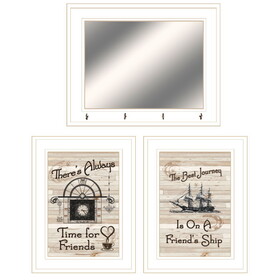 "Friendship Journey" 3-Piece Vignette by Trendy Decor 4U, Ready to Hang Framed Print, White Frame B06788222