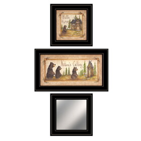 "Nature Bath" 3-Piece Vignette by Mary Ann June, Ready to Hang Framed Print, Black Frame B06788244