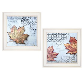 "Channeling Fall Leaves I & III" 2-Piece Vignette by Britt Hallowell, Ready to Hang Framed Print, White Frame B06788251