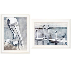 "Pelican Party" 2-Piece Vignette by Bluebird Barn, Ready to Hang Framed Print, White Frame B06788269