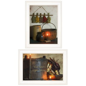 "Let Your Light Shine" 2-Piece Vignette by Susie Boyer, Ready to Hang Framed Print, White Frame B06788290