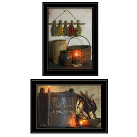 "Let Your Light Shine" 2-Piece Vignette by Susie Boyer, Ready to Hang Framed Print, Black Frame B06788291