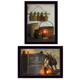 "Let Your Light Shine" 2-Piece Vignette by Susie Boyer, Ready to Hang Framed Print, Black Frame B06788292