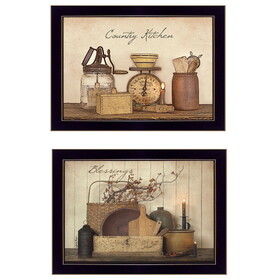 "Candlelight and Flowers" 2-Piece Vignette by Susie Boyer, Ready to Hang Framed Print, Black Frame B06788310