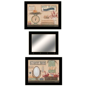"Country Bath III Collection" 3-Piece Vignette by Pam Britton, Ready to Hang Framed Print, Black Frame B06788320