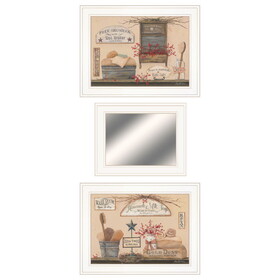 "Wash Room Collection" 3-Piece Vignette by Pam Britton, Ready to Hang Framed Print, White Frame B06788322