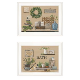Bath Time 2-Piece Vignette by Pam Britton, Ready to Hang Framed Print, White Frame B06788341