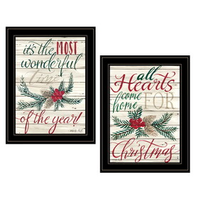 "All Heart Come Home for Christmas" 2-Piece Vignette by Cindy Jacobs, Ready to Hang Framed Print, Black Frame B06788360