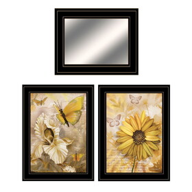 "Butterflies" 3-Piece Vignette by Ed Wargo, Ready to Hang Framed Print, Black Frame B06788366