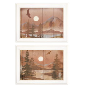 "Full Moon I & II" 2-Piece Vignette by Ed Wargo, Ready to Hang Framed Print, White Frame B06788375