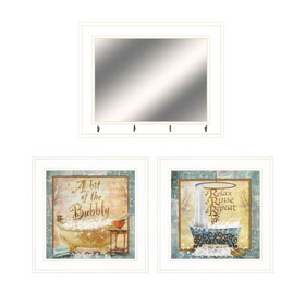 "A Bit of Bubbly" 3-Piece Vignette by Ed Wargo, Ready to Hang Framed Print, White Frame B06788387