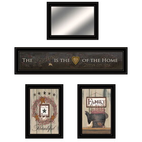 "Primitive Kitchen " 4-Piece Vignette by Trendy Decor 4U, Ready to Hang Framed Print, Black Frame B06788424