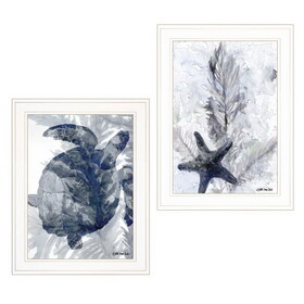"Ocean Collection" 2-Piece Vignette by Stellar Design Studio, Ready to Hang Framed Print, White Frame B06788435