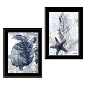 "Ocean Collection" 2-Piece Vignette by Stellar Design Studio, Ready to Hang Framed Print, Black Frame B06788436