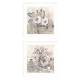 "Transitional Blooms" 2-Piece Vignette by Stellar Design Studio, Ready to Hang Framed Print, White Frame B06788438