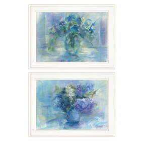 "Susie's Blue Bouquet" 2-Piece Vignette by Tracy Owen, Ready to Hang Framed Print, White Frame B06788444