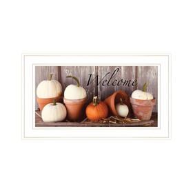 "Welcome Pumpkin Shelf" by Anthony Smith, Ready to Hang Framed Print, White Frame B06788463
