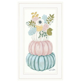 "Floral Pumpkins" by Sara Baker, Ready to Hang Framed Print, White Frame B06788469