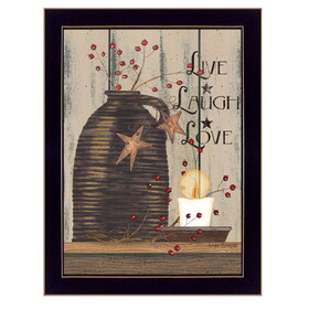 "Live, Laugh, and Love" by Artisan Linda Spivery, Ready to Hang Framed Print, Black Frame B06788673