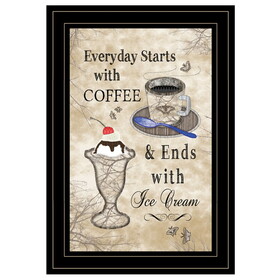 "Everyday Starts with Coffee" by Artisan Trendy Decor 4U, Ready to Hang Framed Print, Black Frame B06788698