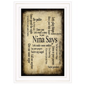 "Nina Says" by Artisan Susan Ball, Ready to Hang Framed Print, White Frame B06788721