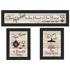 "Kitchen Friendship Collection III" 3-Piece Vignette by Artisan Trendy Decor, Ready to Hang Framed Print, Black Frame B06788726