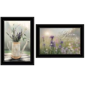 "Bloom Where You are Planted" 2-Piece Vignette by Artisan Lori Deiter, Ready to Hang Framed Print, Black Frame B06788731