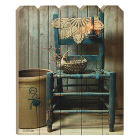 "This Old Chair" by Artisan Susie Boyer, Printed on Wooden Picket Fence Wall Art B06788760
