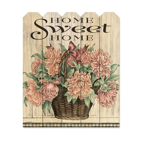 "Home Sweet Home Peonies" by Artisan Cindy Jacobs, Printed on Wooden Picket Fence Wall Art B06788771