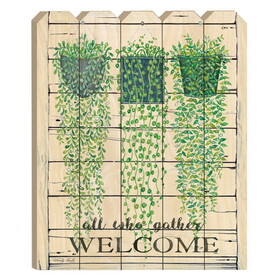 "Ivy Welcome" by Artisan Cindy Jacobs, Printed on Wooden Picket Fence Wall Art B06788773