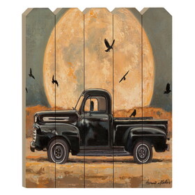 "Harvest Moon" by Artisan Bonnie Mohr, Printed on Wooden Picket Fence Wall Art B06788776