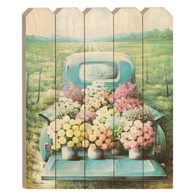 "Flowers for Sale" by Artisan Dee Dee, Printed on Wooden Picket Fence Wall Art B06788780