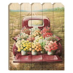 "Flowers for Sale" by Artisan Dee Dee, Printed on Wooden Picket Fence Wall Art B06788781