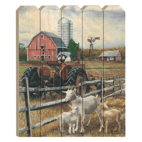"The Old Tractor" by Artisan Ed Wargo, Printed on Wooden Picket Fence Wall Art B06788787