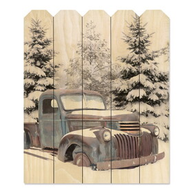 "Chevy at the Farm" by Artisan Lori Deiter, Printed on Wooden Picket Fence Wall Art B06788795