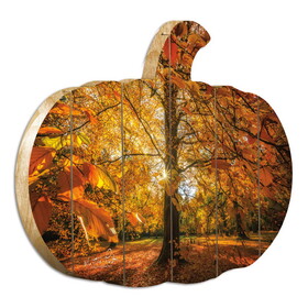 "Autumn Leaves " by Artisan Martin Podt Printed on Wooden Pumpkin Wall Art B06788811