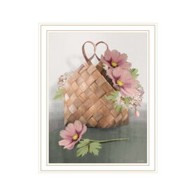 "Farmhouse Daisy Basket" by House Fenway, Ready to Hang Framed Print, White Frame B06789021