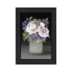 "Lilac Mason Jar Floral" by House Fenway, Ready to Hang Framed Print, Black Frame B06789024