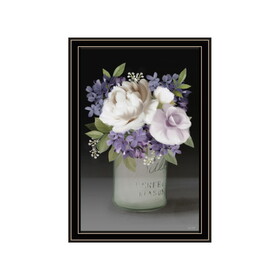 "Lilac Mason Jar Floral" by House Fenway, Ready to Hang Framed Print, Black Frame B06789025