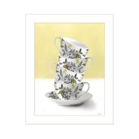 "Time for Tea-Yellow" by House Fenway, Ready to Hang Framed Print, White Frame B06789045