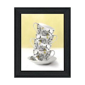 "Time for Tea-Yellow" by House Fenway, Ready to Hang Framed Print, Black Frame B06789046