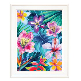"Tropical Flowers" by Seven Trees Design, Ready to Hang Framed Print, White Frame B06789295