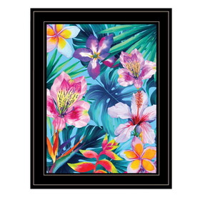 "Tropical Flowers" by Seven Trees Design, Ready to Hang Framed Print, Black Frame B06789296