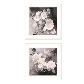 "Noir Roses Collection" 2-Piece Vignette by Bluebird Barn, Ready to Hang Framed Print, White Frame B06789329