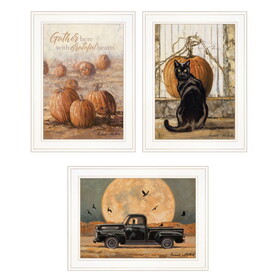 "Harvest Moon III" 3-Piece Vignette by Bonnie Mohr, Ready to Hang Framed Print, White Frame B06789356